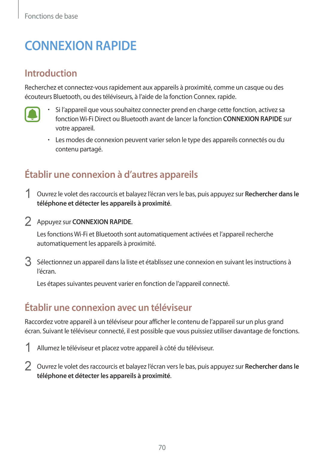 Samsung SM-G935FZWAXEF manual Établir une connexion à d’autres appareils, Établir une connexion avec un téléviseur 