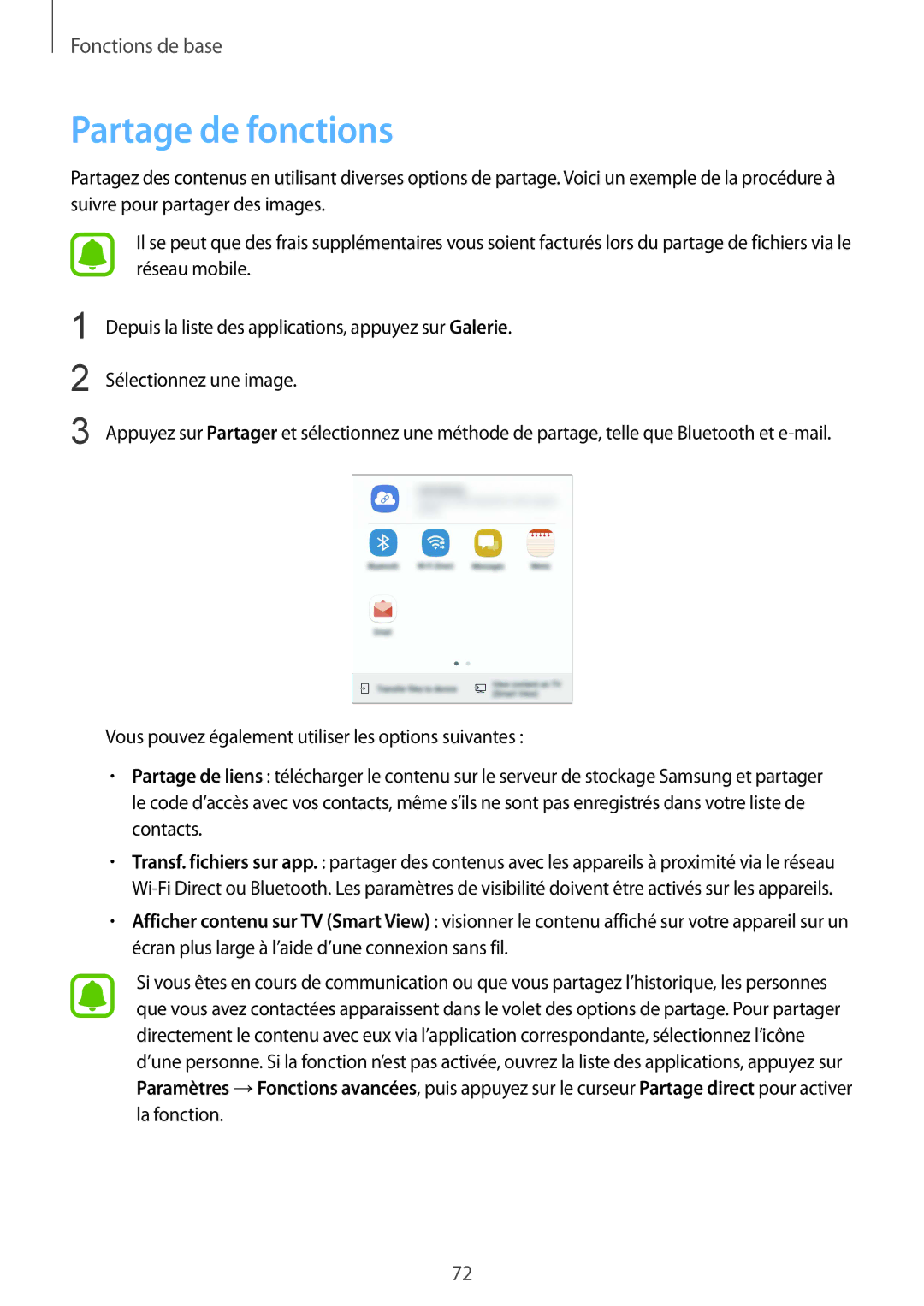 Samsung SM-G935FZDAXEF, SM-G935FEDAXEF, SM-G935FZSAXEF, SM-G935FZBAXEF, SM-G935FZWAXEF, SM-G935FZKAXEF Partage de fonctions 