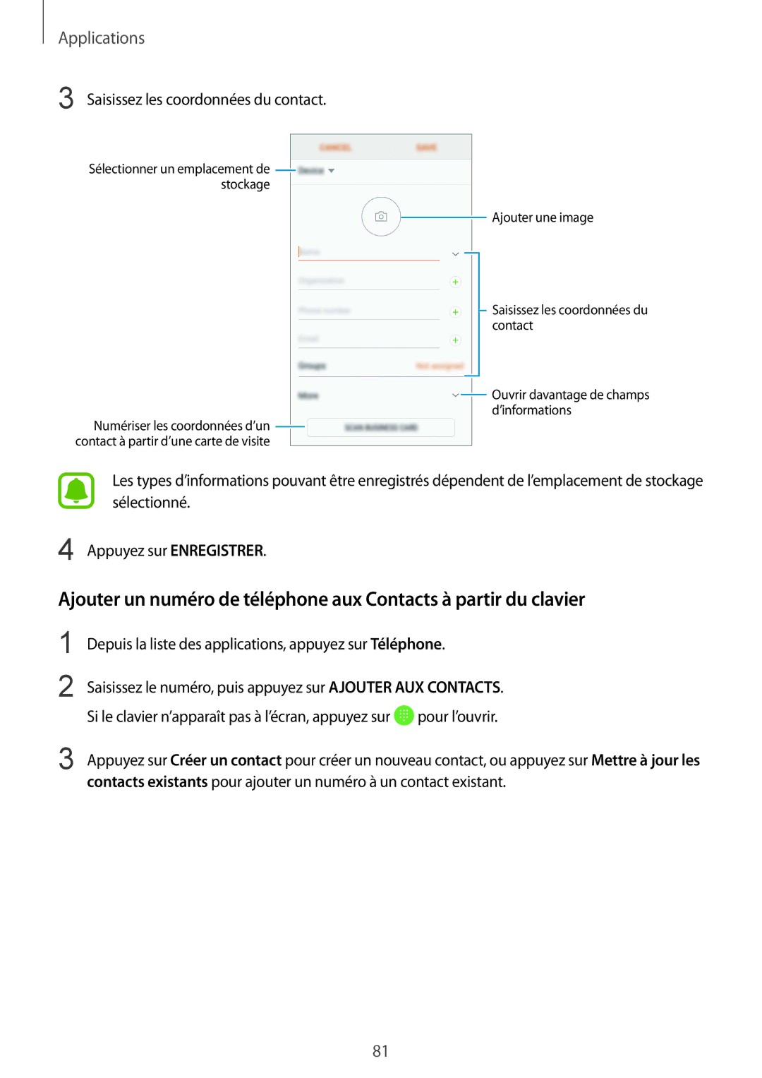 Samsung SM-G935FZBAXEF, SM-G935FZDAXEF, SM-G935FEDAXEF, SM-G935FZSAXEF, SM-G935FZWAXEF Saisissez les coordonnées du contact 