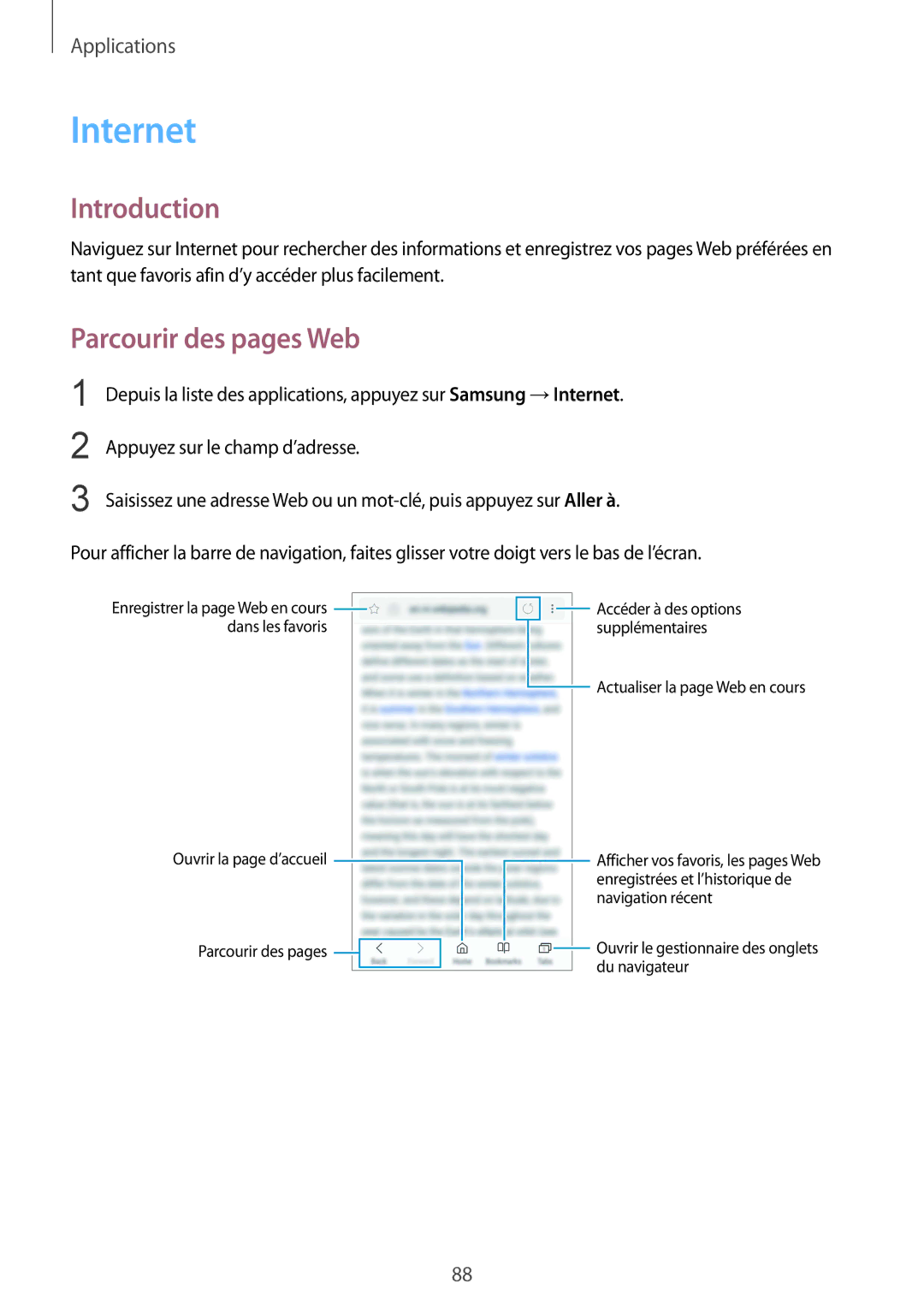 Samsung SM-G935FZWAXEF, SM-G935FZDAXEF, SM-G935FEDAXEF, SM-G935FZSAXEF, SM-G935FZBAXEF manual Internet, Parcourir des pages Web 