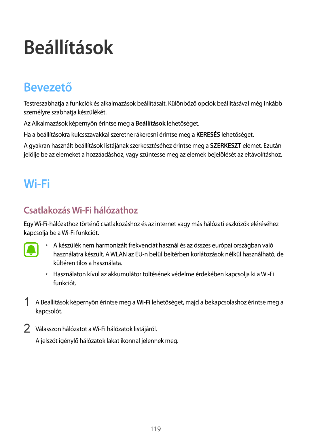 Samsung SM-G935FZDAXEH manual Bevezető, Csatlakozás Wi-Fi hálózathoz 