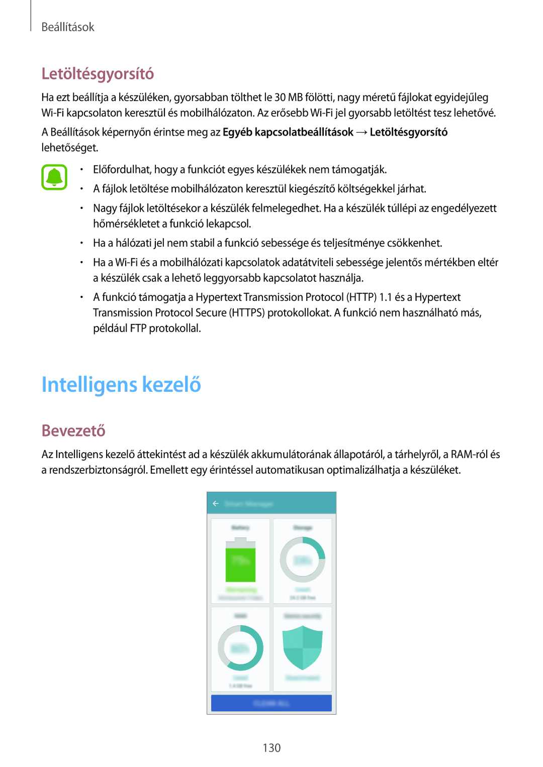 Samsung SM-G935FZDAXEH manual Intelligens kezelő, Letöltésgyorsító 