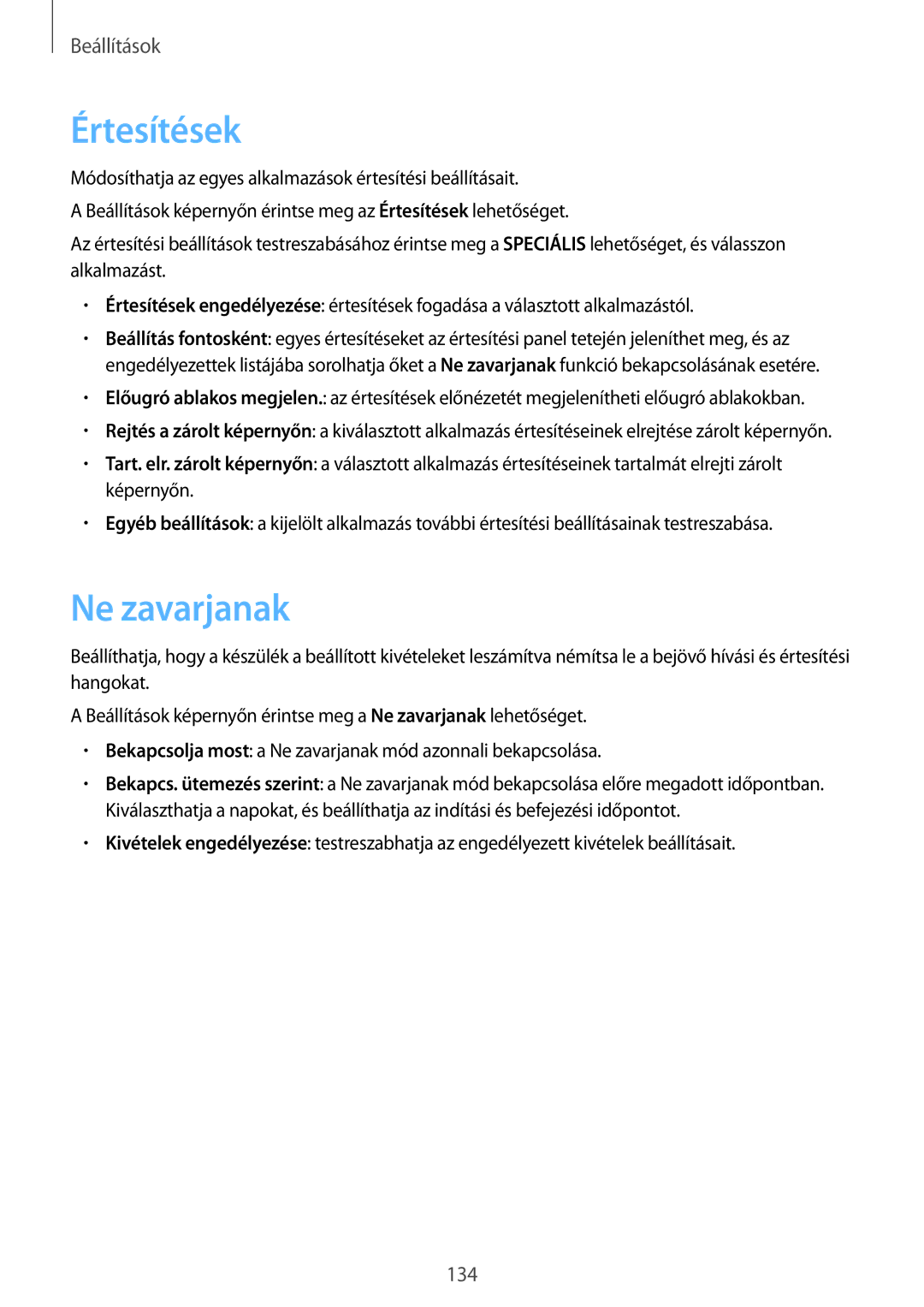 Samsung SM-G935FZDAXEH manual Értesítések, Ne zavarjanak 