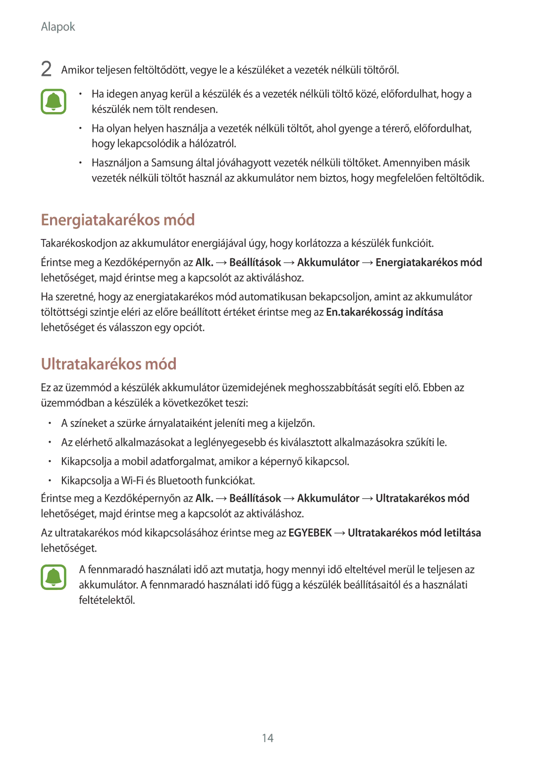 Samsung SM-G935FZDAXEH manual Energiatakarékos mód, Ultratakarékos mód 