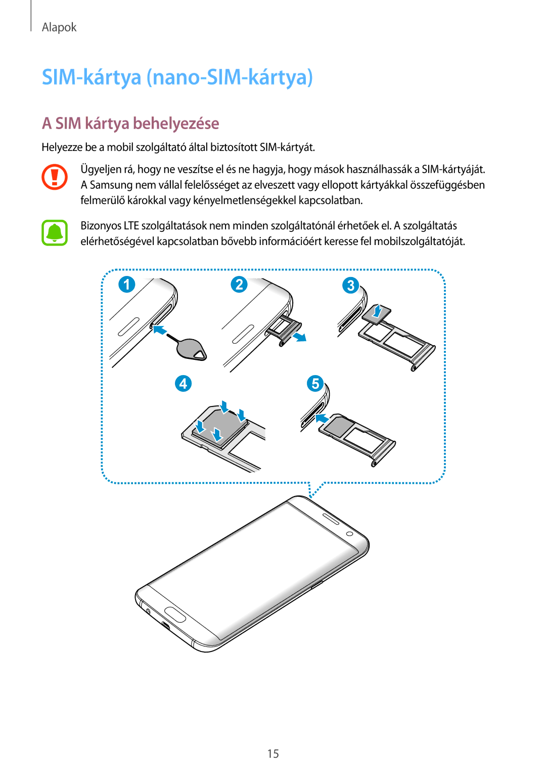 Samsung SM-G935FZDAXEH manual SIM-kártya nano-SIM-kártya, SIM kártya behelyezése 