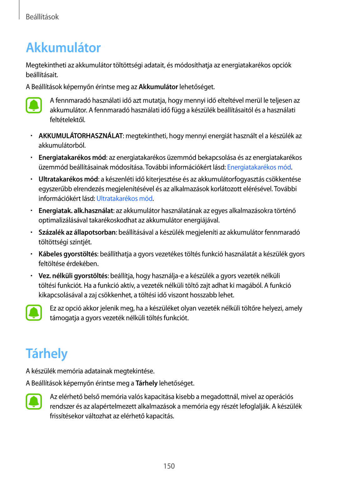 Samsung SM-G935FZDAXEH manual Akkumulátor, Tárhely 