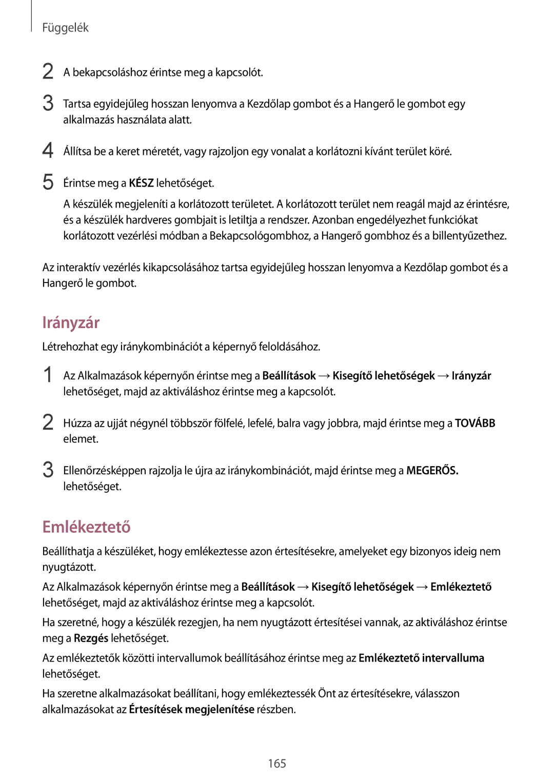 Samsung SM-G935FZDAXEH manual Irányzár, Emlékeztető 