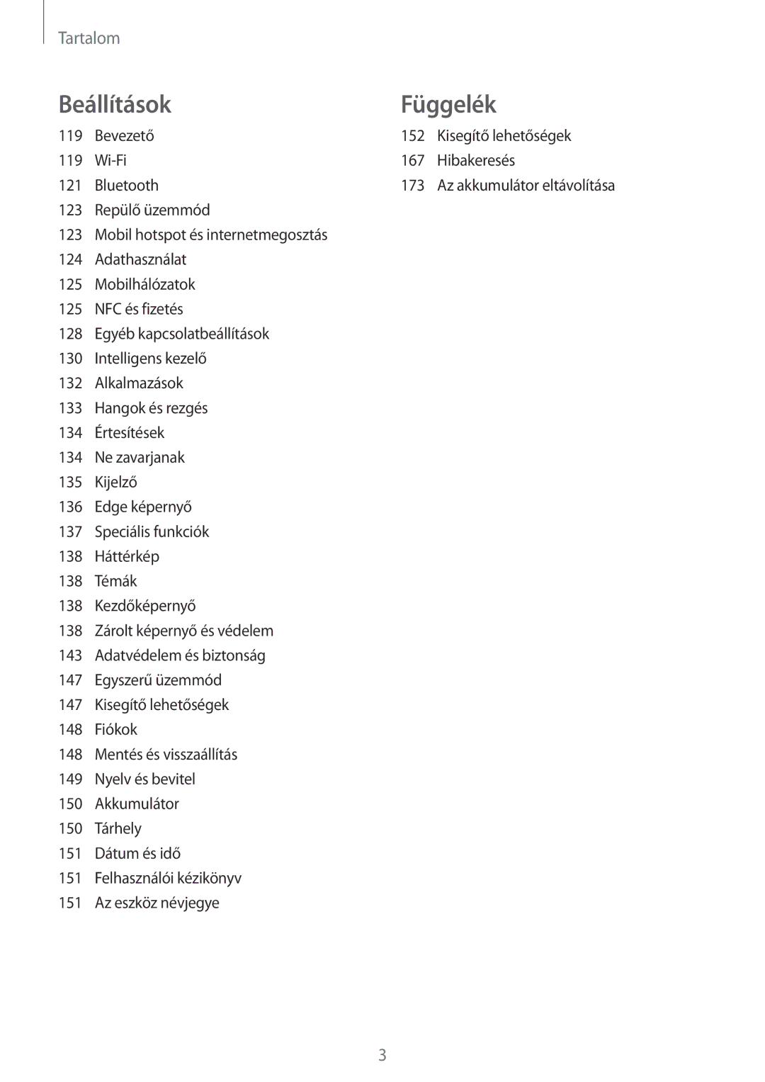 Samsung SM-G935FZDAXEH manual Beállítások Függelék 