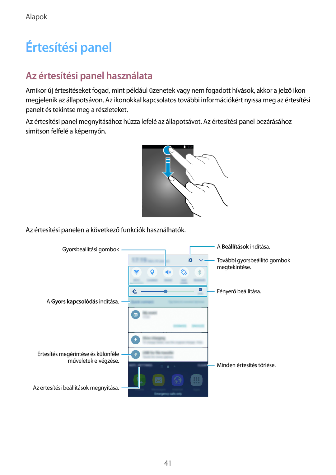 Samsung SM-G935FZDAXEH manual Értesítési panel, Az értesítési panel használata 