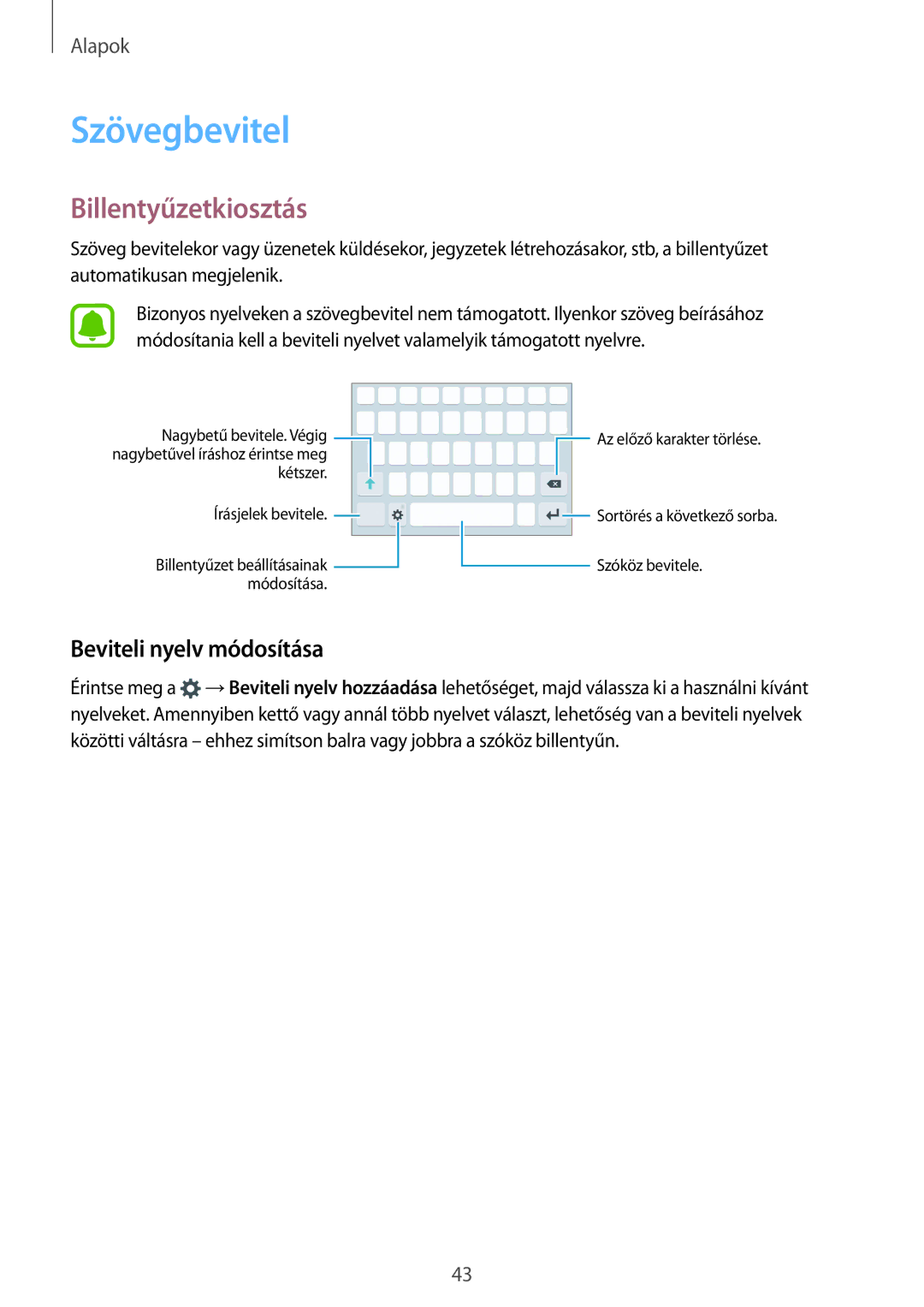 Samsung SM-G935FZDAXEH manual Szövegbevitel, Billentyűzetkiosztás, Beviteli nyelv módosítása 