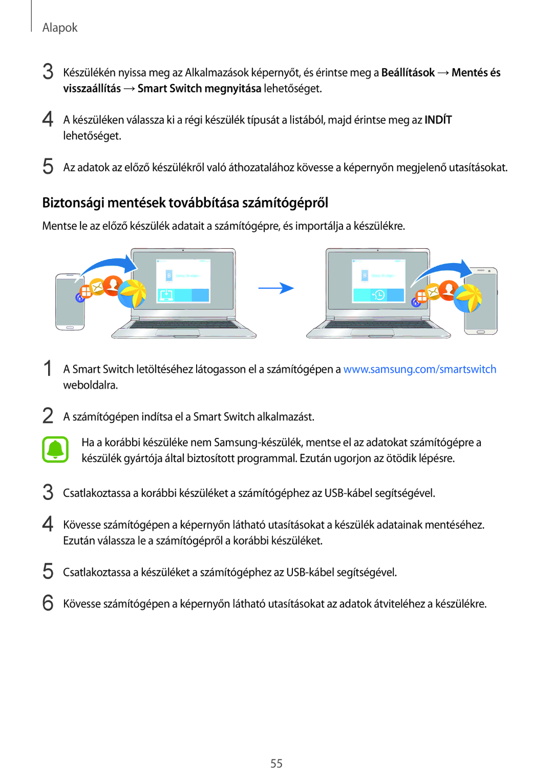 Samsung SM-G935FZDAXEH manual Biztonsági mentések továbbítása számítógépről 