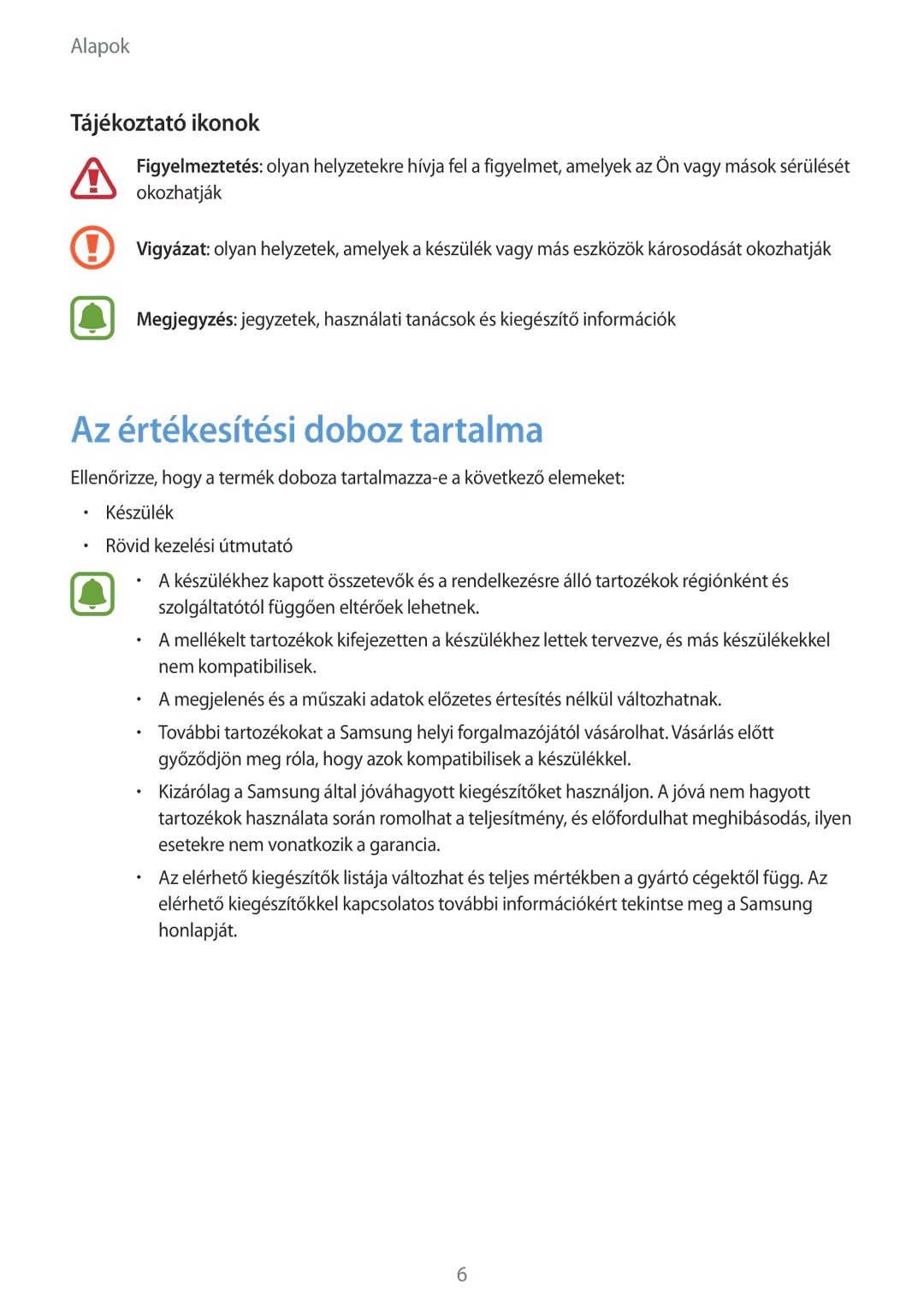 Samsung SM-G935FZDAXEH manual Az értékesítési doboz tartalma, Tájékoztató ikonok 