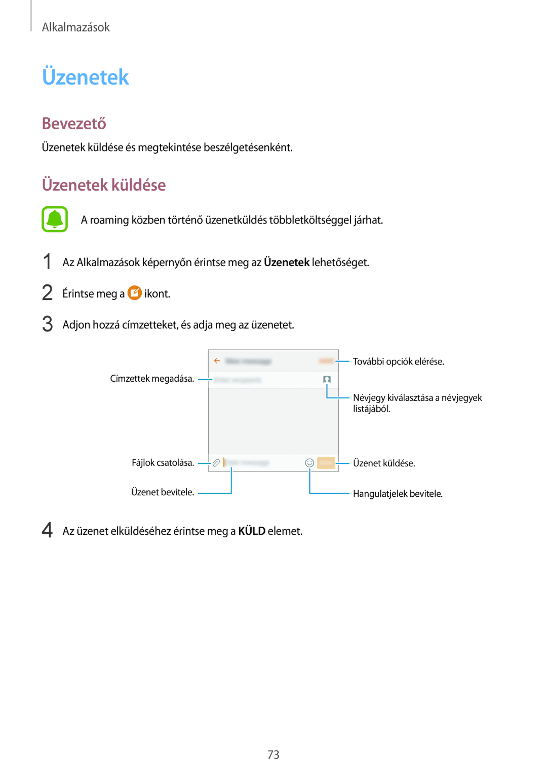 Samsung SM-G935FZDAXEH manual Üzenetek küldése 