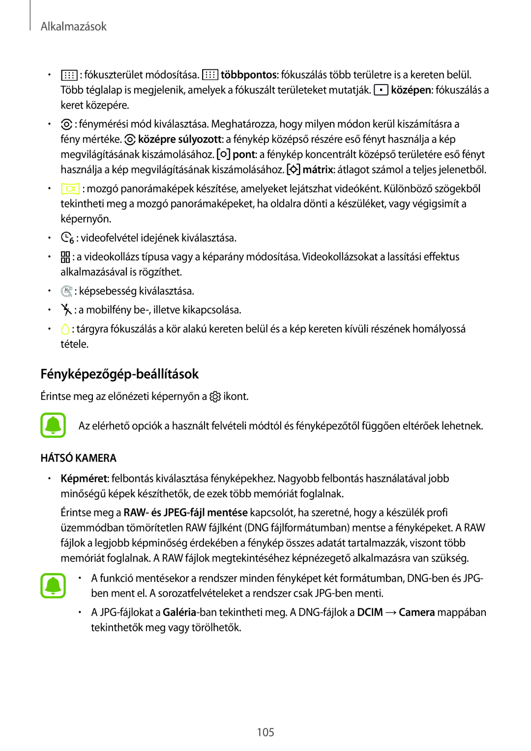 Samsung SM-G935FZDAXEH manual Fényképezőgép-beállítások, Hátsó Kamera 