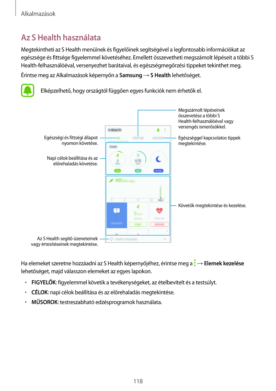 Samsung SM-G935FZDAXEH manual Az S Health használata 