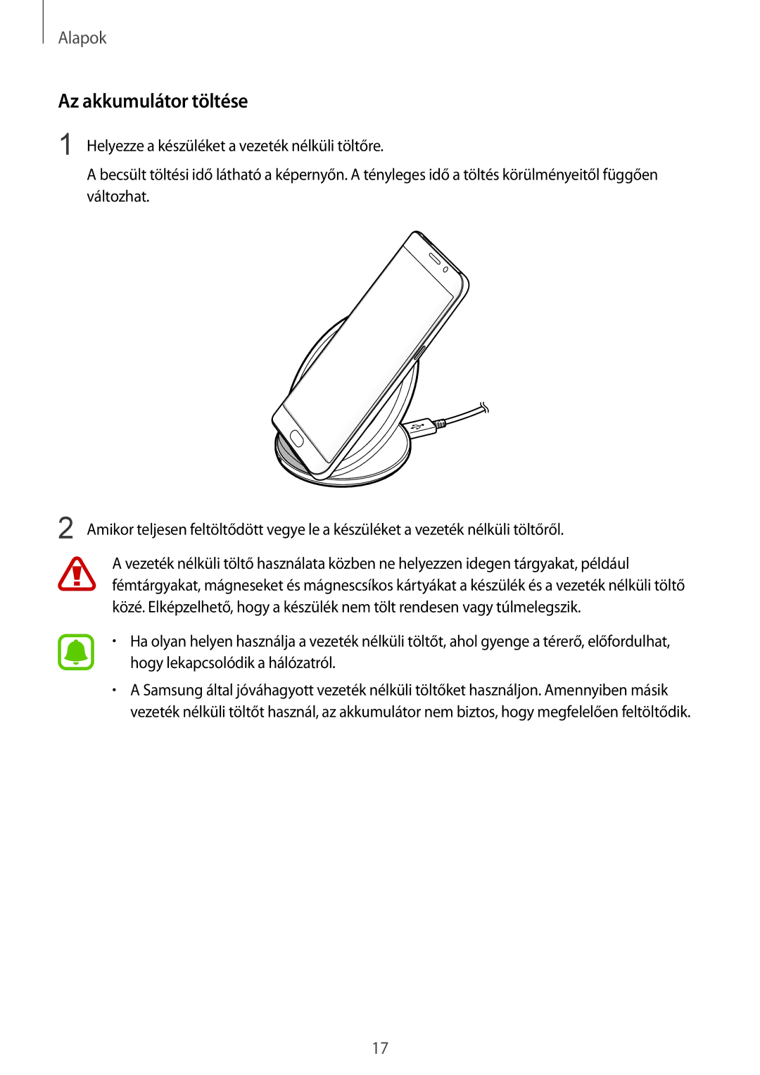 Samsung SM-G935FZDAXEH manual Az akkumulátor töltése 