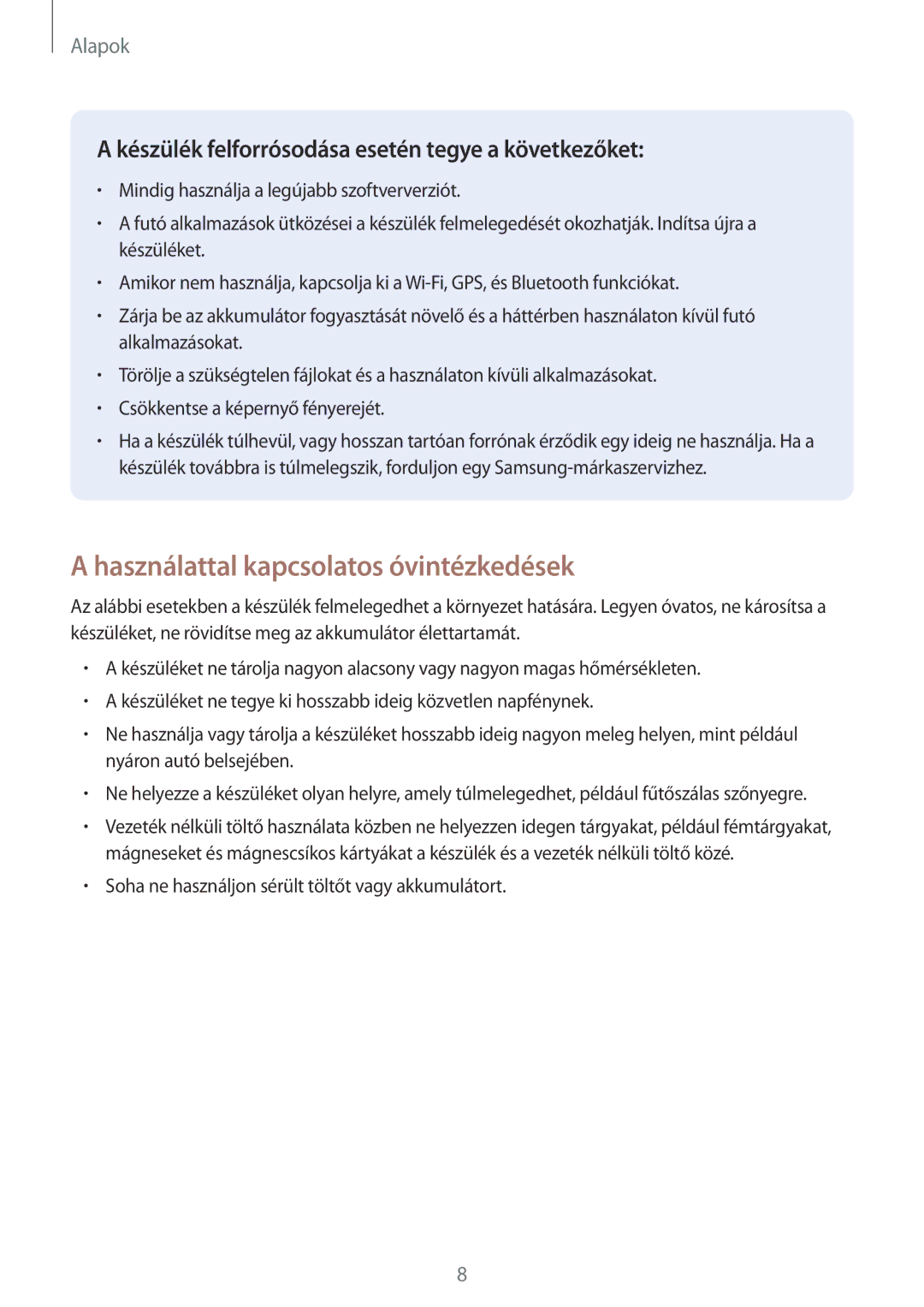 Samsung SM-G935FZDAXEH manual Használattal kapcsolatos óvintézkedések 