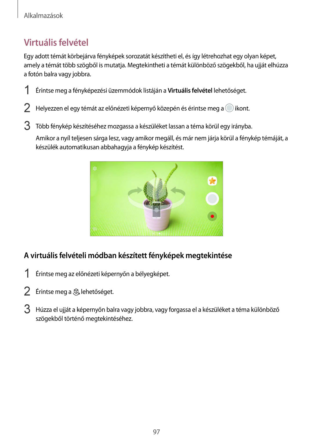 Samsung SM-G935FZDAXEH manual Virtuális felvételi módban készített fényképek megtekintése 