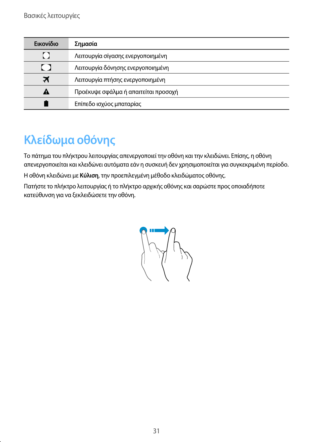 Samsung SM-G935FZKAEUR manual Κλείδωμα οθόνης 