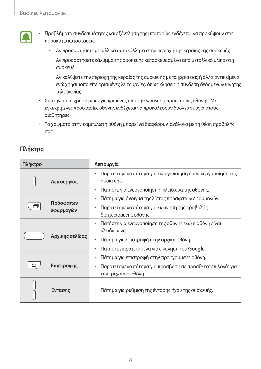 Samsung SM-G935FZKAEUR manual Πλήκτρα, Πρόσφατων 