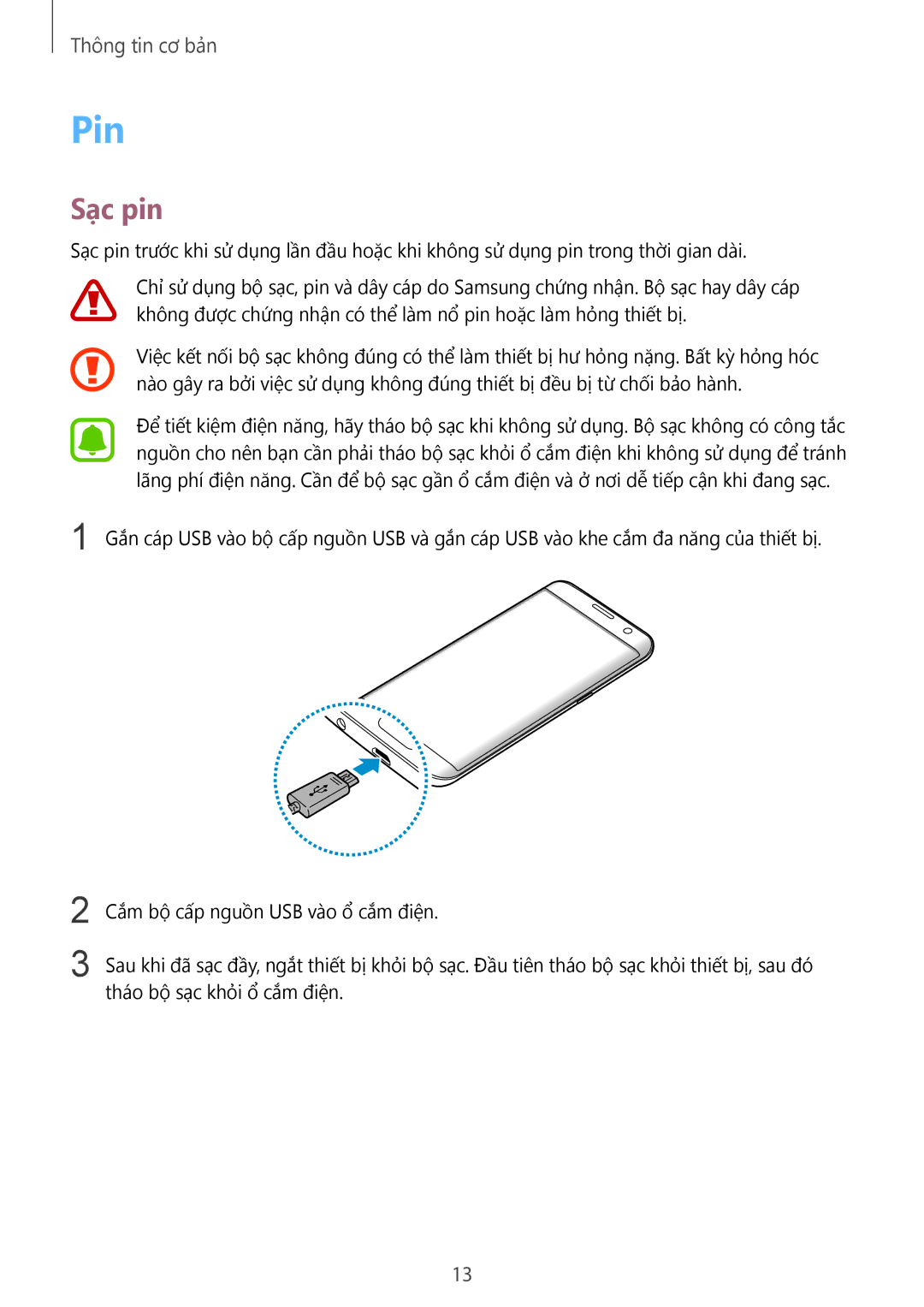 Samsung SM-G935FZBUXXV, SM-G935FZKWXEV, SM-G935FZDUXXV, CG-G935FZKGVTC manual Pin, Sạc pin 