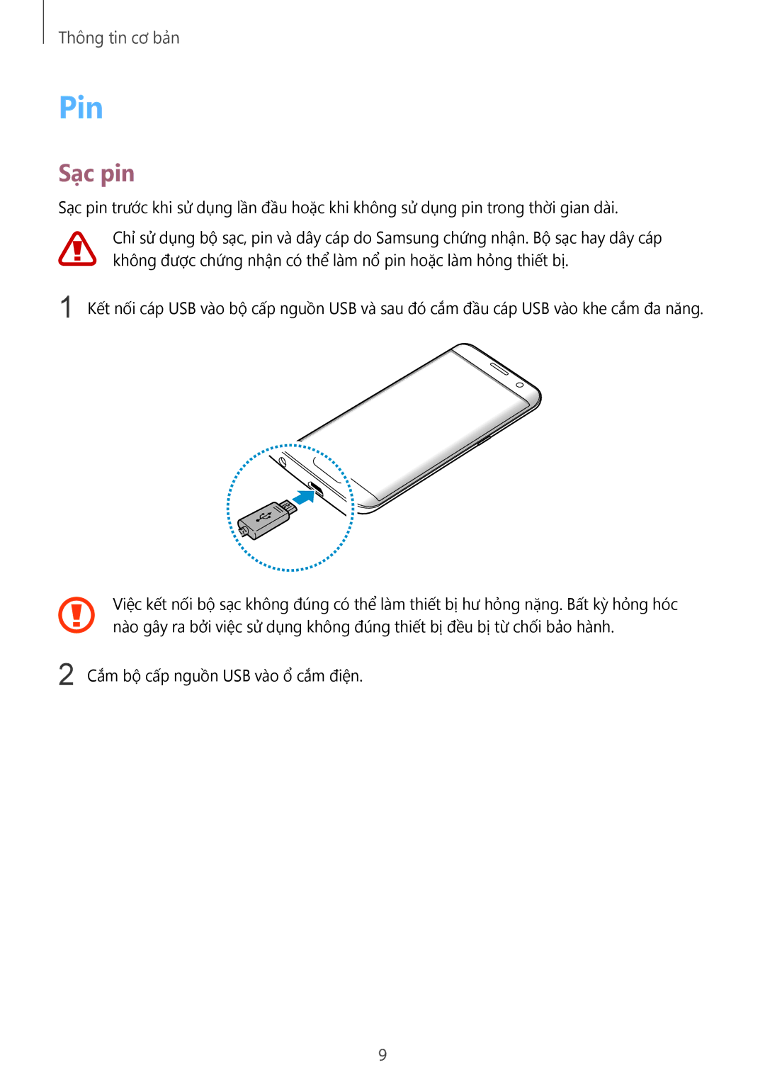 Samsung SM-G935FZBUXXV, SM-G935FZKWXEV, SM-G935FZDUXXV, CG-G935FZKGVTC manual Pin, Sạc pin 