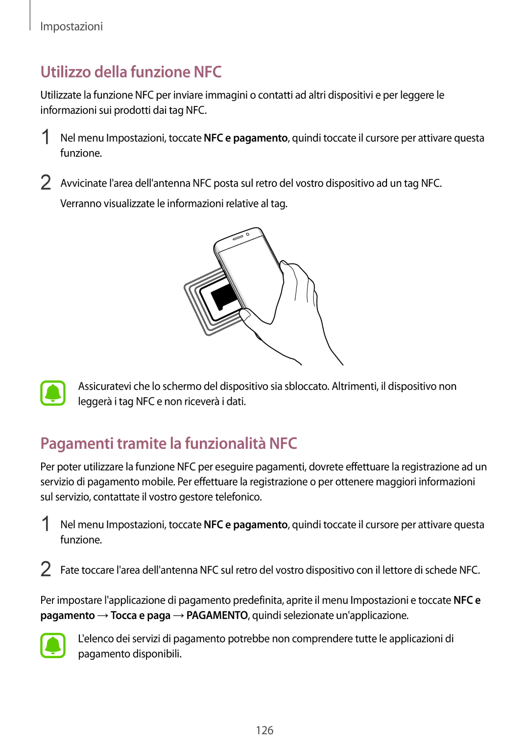 Samsung SM-G935FZSAITV, SM-G935FZBAITV, SM-G935FEDAITV Utilizzo della funzione NFC, Pagamenti tramite la funzionalità NFC 