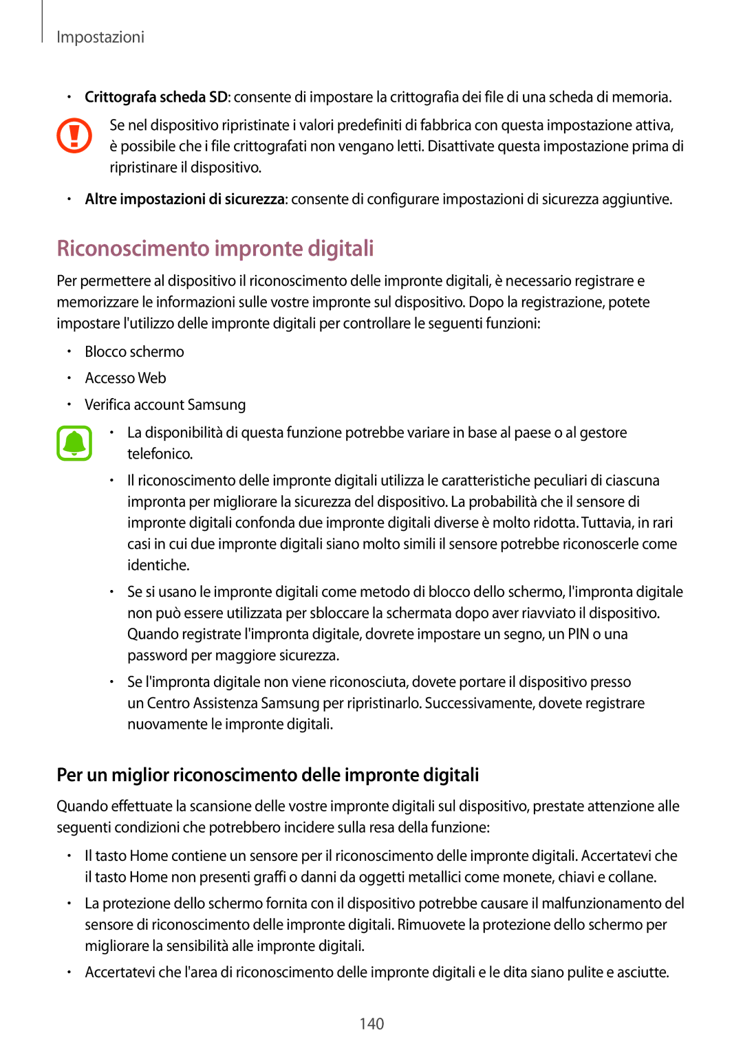 Samsung SM-G935FEDAITV manual Riconoscimento impronte digitali, Per un miglior riconoscimento delle impronte digitali 