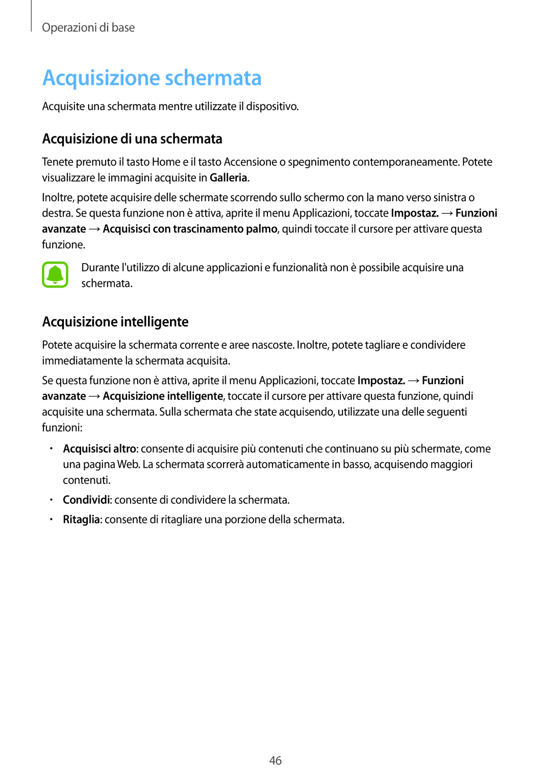 Samsung SM-G935FZWAITV, SM-G935FZSAITV Acquisizione schermata, Acquisizione di una schermata, Acquisizione intelligente 