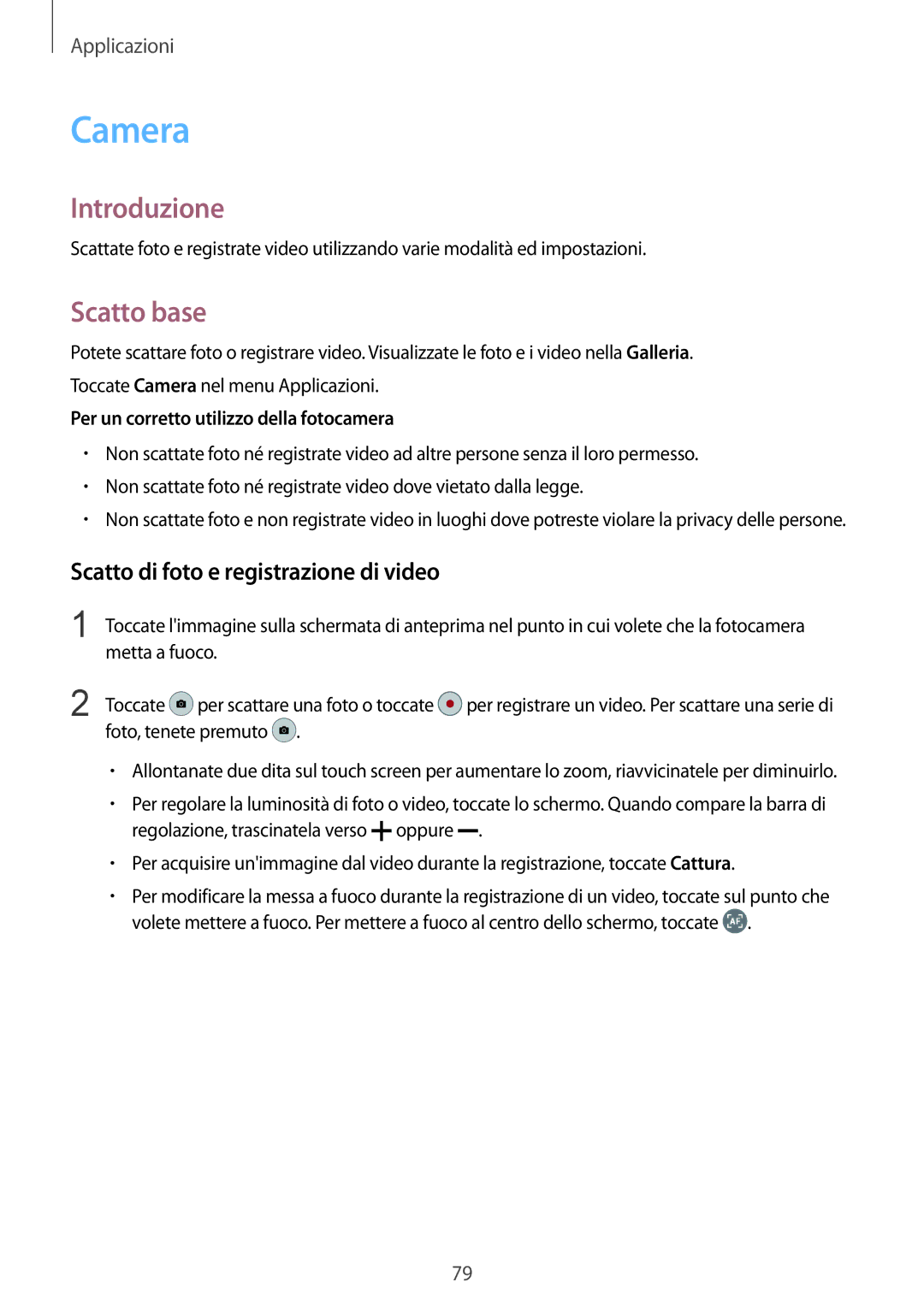 Samsung SM-G935FZBAITV, SM-G935FZSAITV, SM-G935FEDAITV manual Camera, Scatto base, Scatto di foto e registrazione di video 