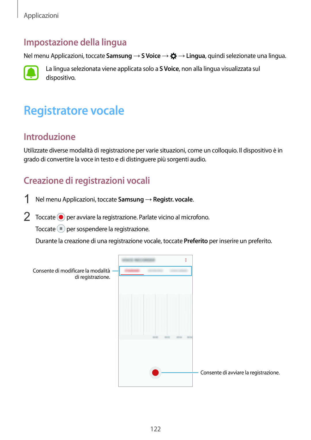 Samsung SM-G935FEDAITV, SM-G935FZSAITV Registratore vocale, Impostazione della lingua, Creazione di registrazioni vocali 