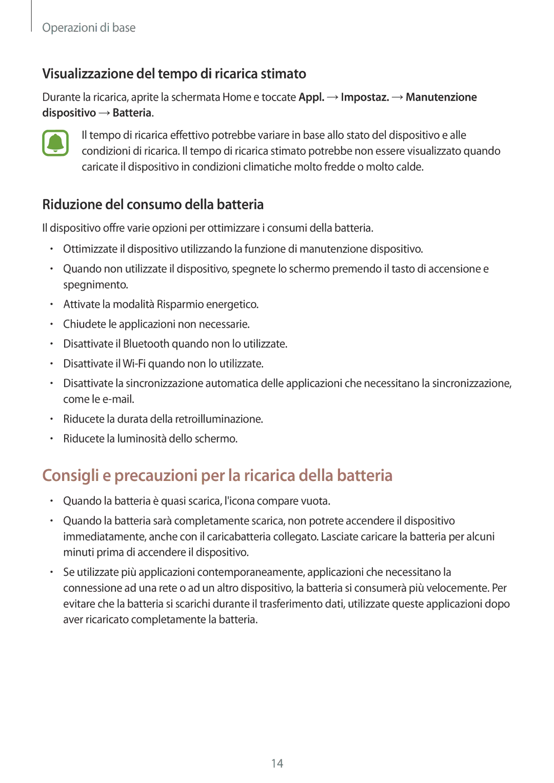 Samsung SM-G935FEDAITV manual Consigli e precauzioni per la ricarica della batteria, Riduzione del consumo della batteria 