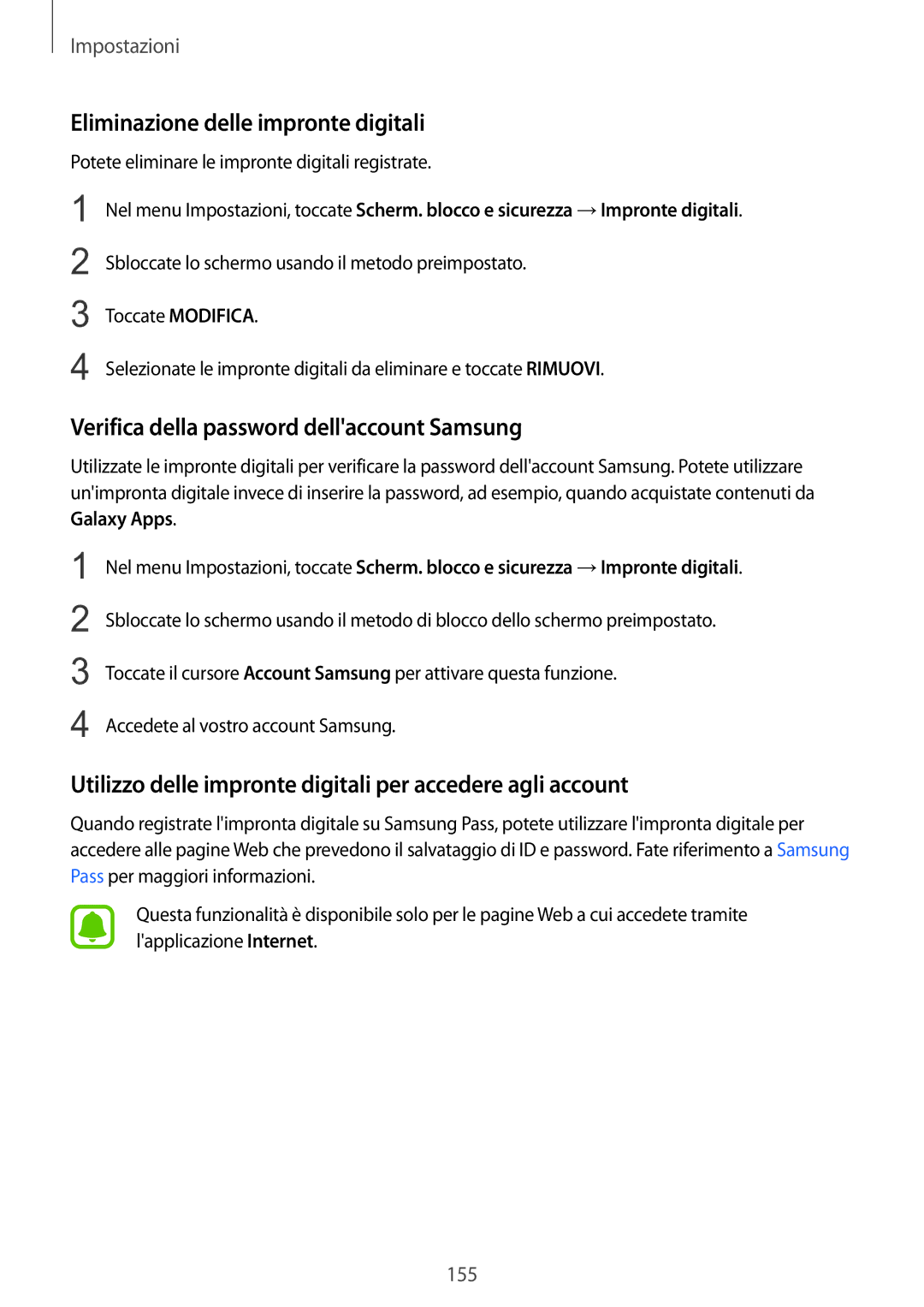 Samsung SM-G935FZDAITV, SM-G935FZSAITV Eliminazione delle impronte digitali, Verifica della password dellaccount Samsung 