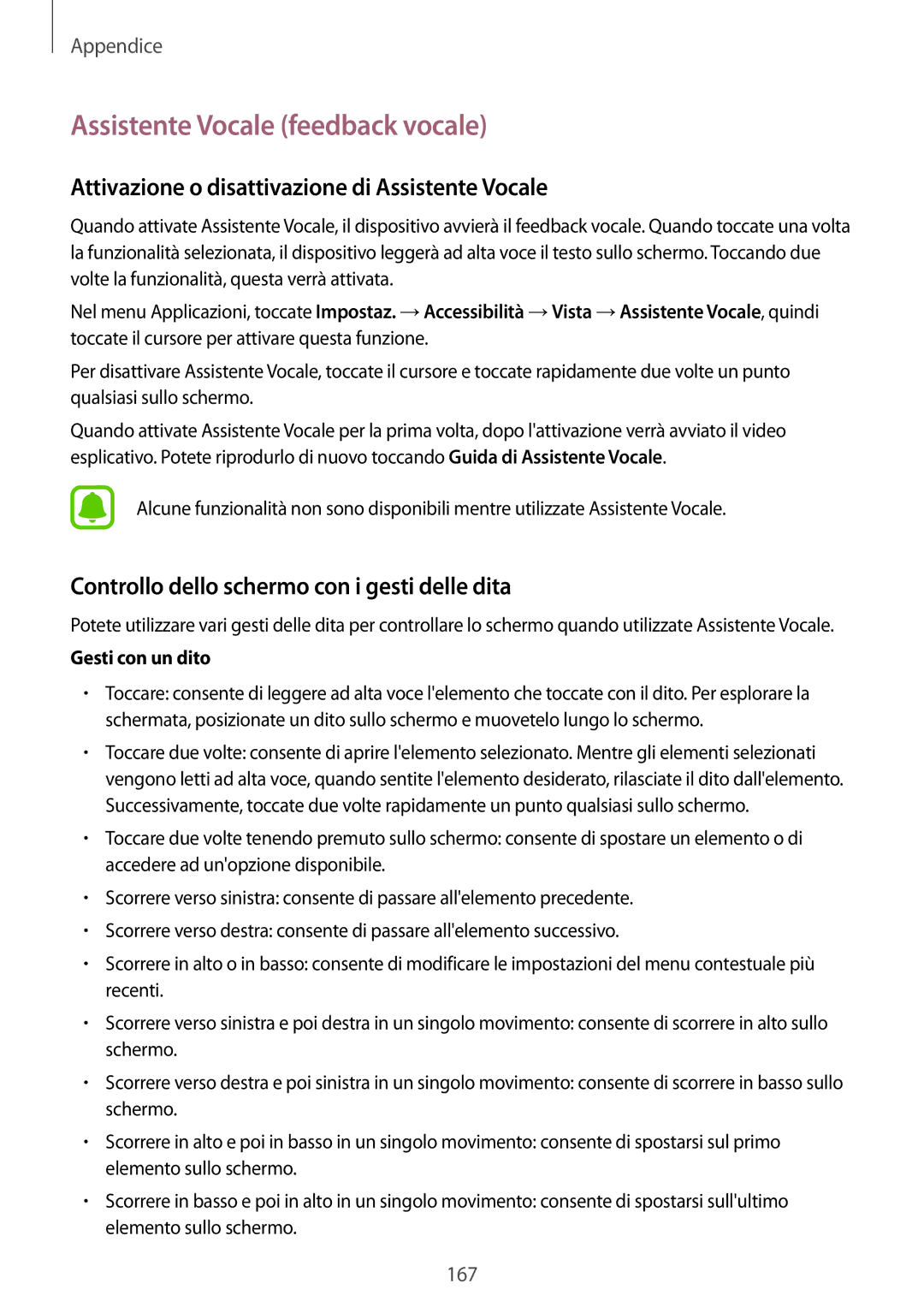 Samsung SM-G935FZDAITV manual Assistente Vocale feedback vocale, Attivazione o disattivazione di Assistente Vocale 