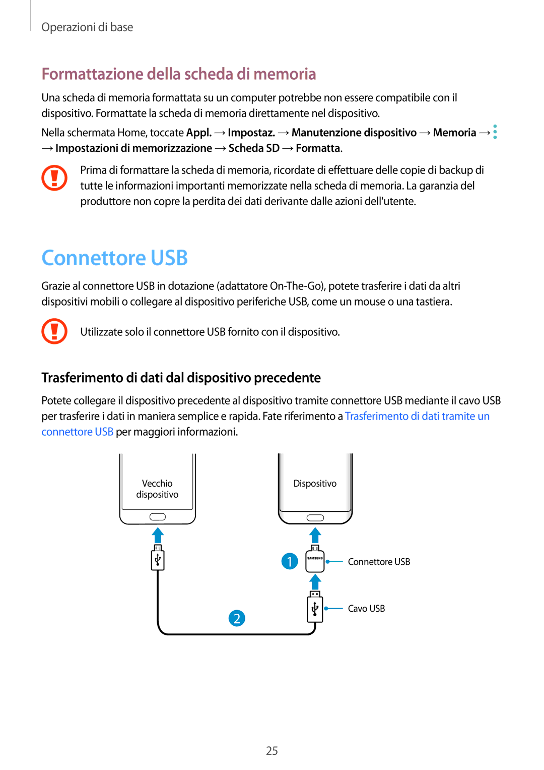 Samsung SM-G935FZBAITV, SM-G935FZSAITV, SM-G935FEDAITV, SM-G935FZKAITV Connettore USB, Formattazione della scheda di memoria 