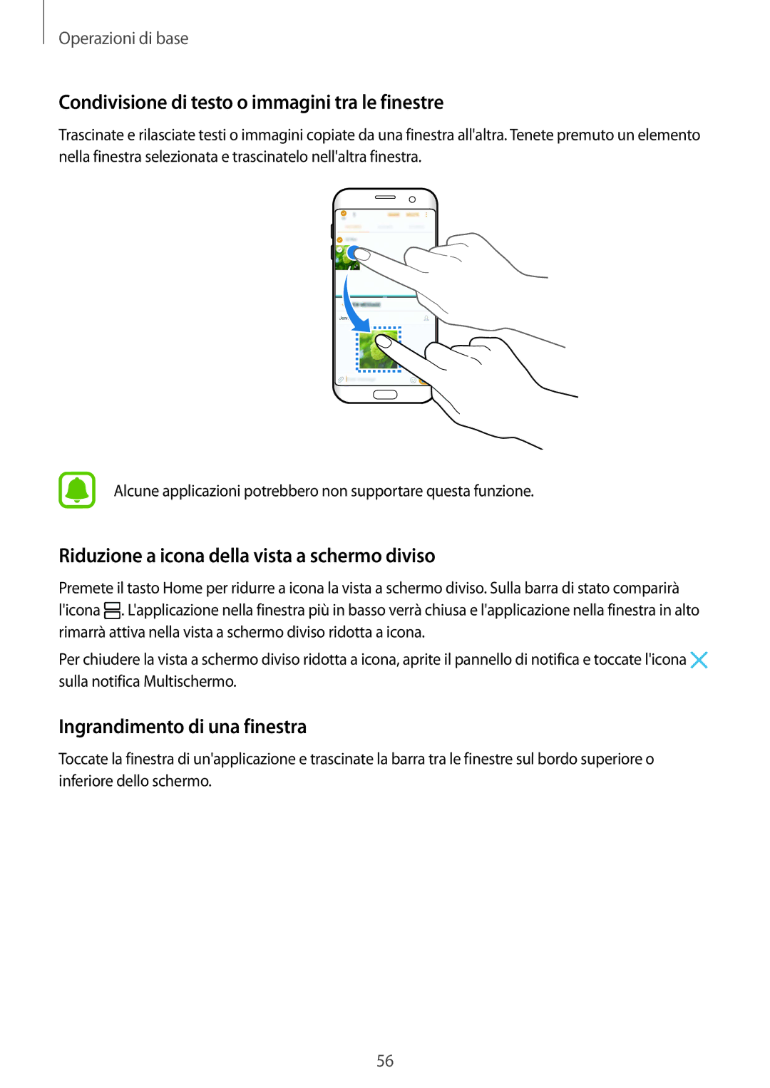 Samsung SM-G935FEDAITV Condivisione di testo o immagini tra le finestre, Riduzione a icona della vista a schermo diviso 