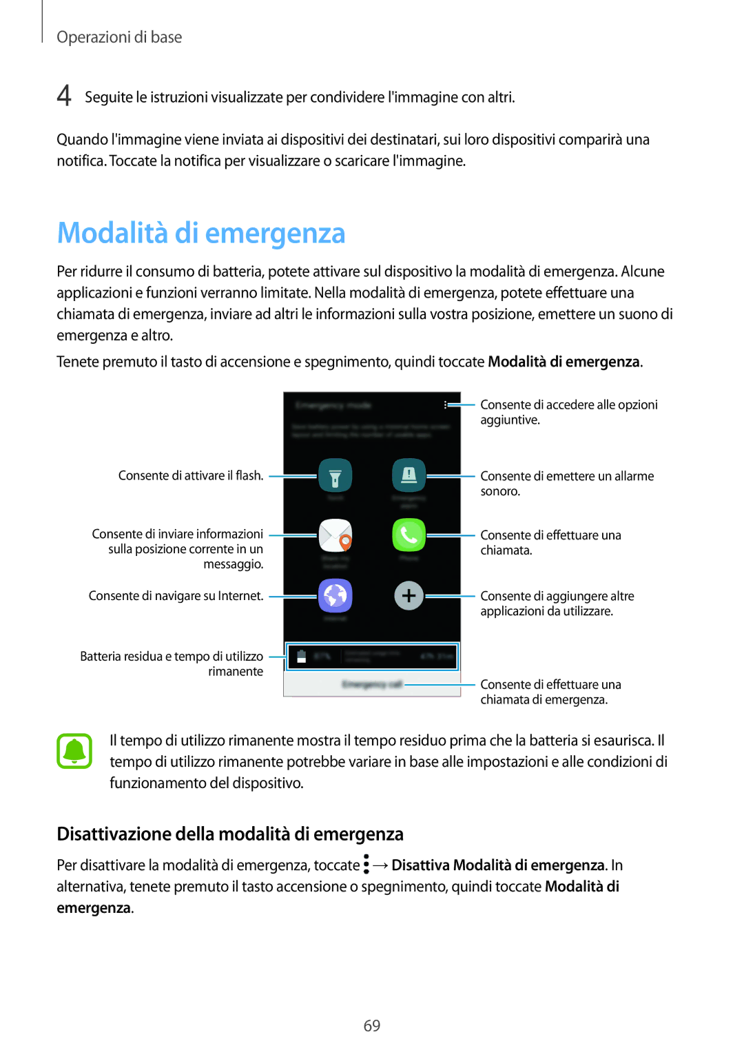 Samsung SM-G935FZKAITV, SM-G935FZSAITV, SM-G935FZBAITV Modalità di emergenza, Disattivazione della modalità di emergenza 