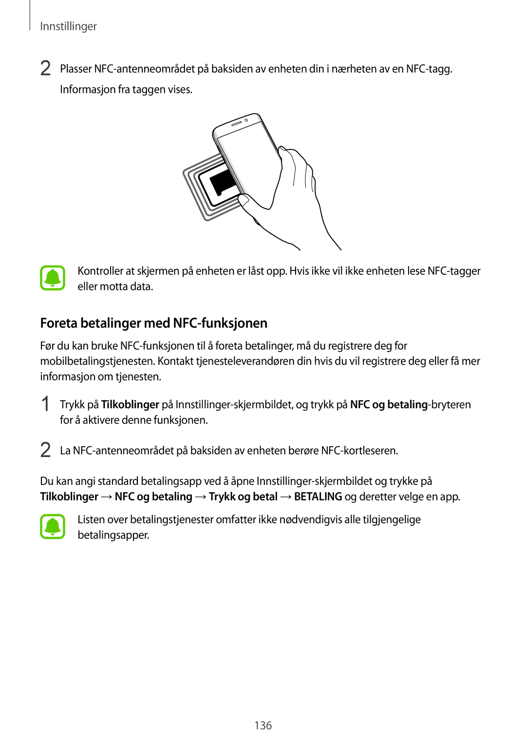 Samsung SM-G935FZKANEE, SM-G935FZWANEE, SM-G935FZBANEE, SM-G935FZDANEE, SM-G935FEDANEE Foreta betalinger med NFC-funksjonen 