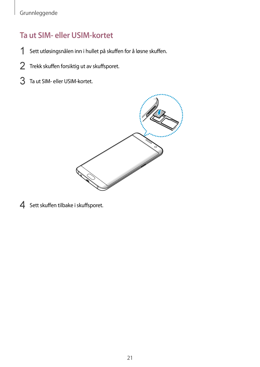 Samsung SM-G935FEDANEE, SM-G935FZWANEE, SM-G935FZBANEE, SM-G935FZDANEE, SM-G935FZKANEE manual Ta ut SIM- eller USIM-kortet 