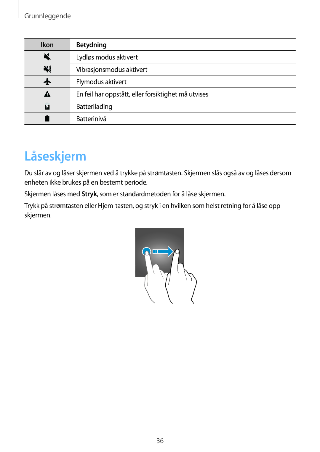 Samsung SM-G935FZWANEE, SM-G935FZBANEE, SM-G935FZDANEE, SM-G935FEDANEE, SM-G935FZKANEE, SM-G935FZSANEE manual Låseskjerm 