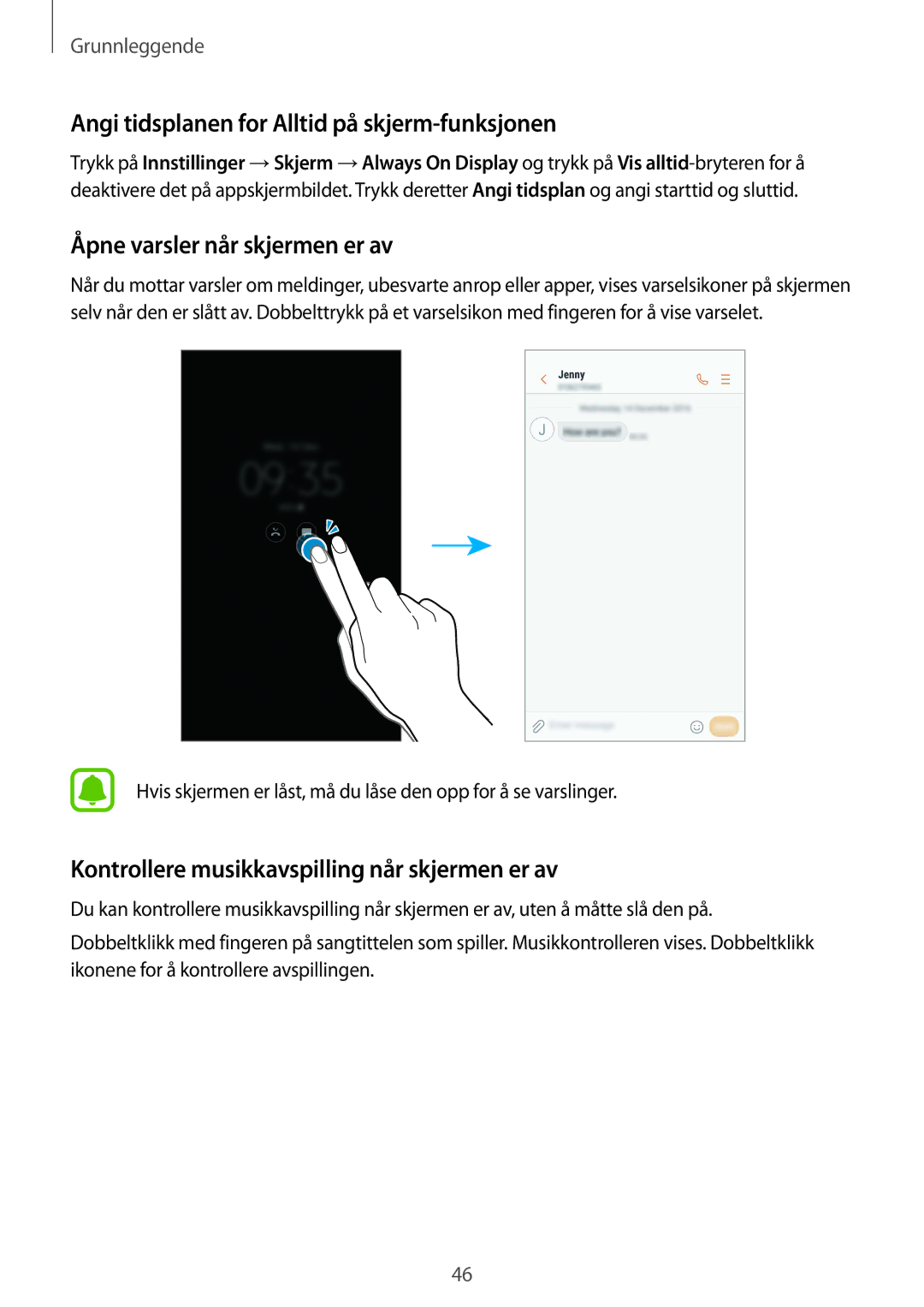 Samsung SM-G935FZKANEE, SM-G935FZWANEE Angi tidsplanen for Alltid på skjerm-funksjonen, Åpne varsler når skjermen er av 
