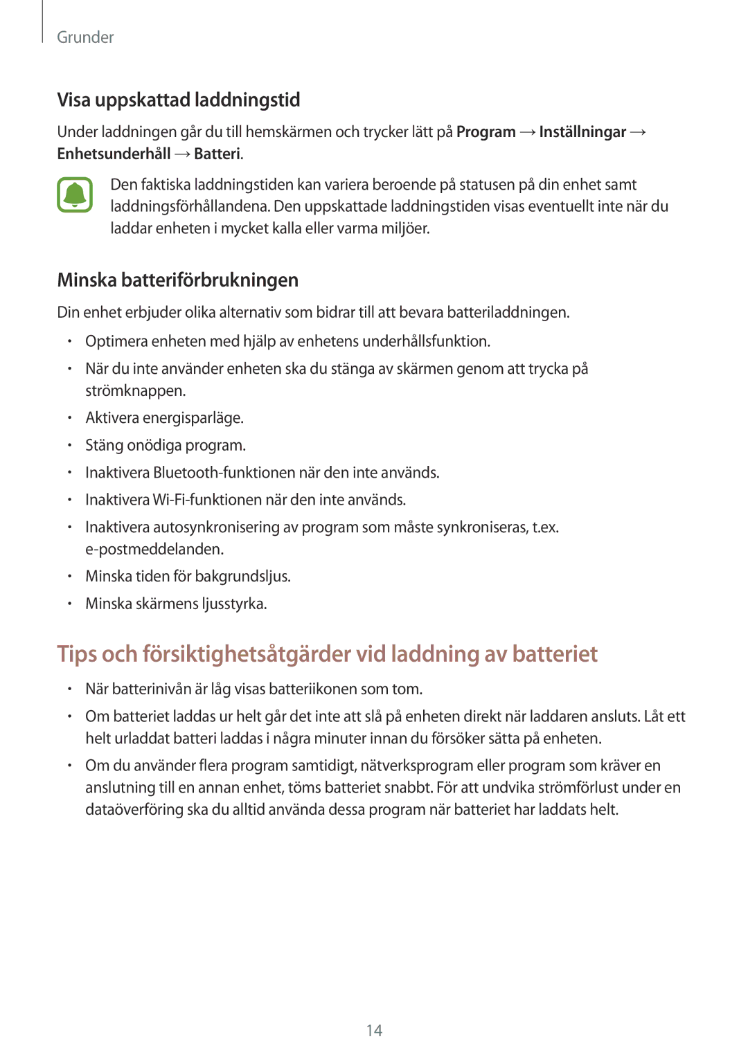 Samsung SM-G935FZDANEE manual Tips och försiktighetsåtgärder vid laddning av batteriet, Visa uppskattad laddningstid 