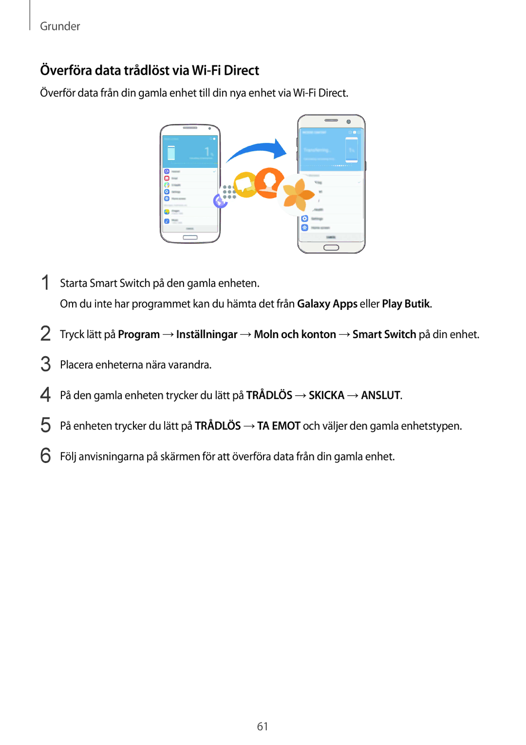 Samsung SM-G935FZBANEE, SM-G935FZWANEE, SM-G935FZDANEE, SM-G935FEDANEE manual Överföra data trådlöst via Wi-Fi Direct 