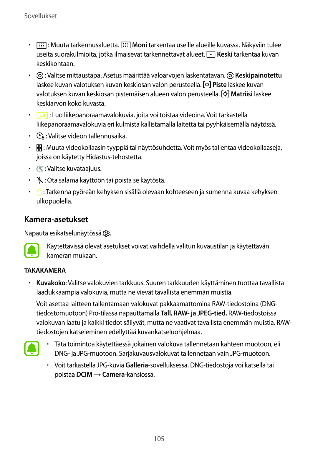 Samsung SM-G935FEDANEE, SM-G935FZWANEE, SM-G935FZBANEE, SM-G935FZDANEE, SM-G935FZKANEE manual Kamera-asetukset, Takakamera 