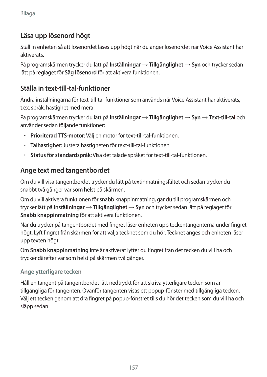 Samsung SM-G935FZBANEE manual Läsa upp lösenord högt, Ställa in text-till-tal-funktioner, Ange text med tangentbordet 