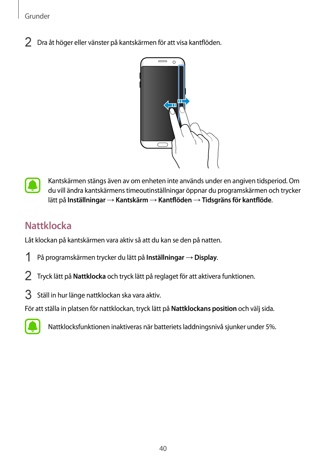 Samsung SM-G935FZKANEE, SM-G935FZWANEE, SM-G935FZBANEE, SM-G935FZDANEE, SM-G935FEDANEE, SM-G935FZSANEE manual Nattklocka 