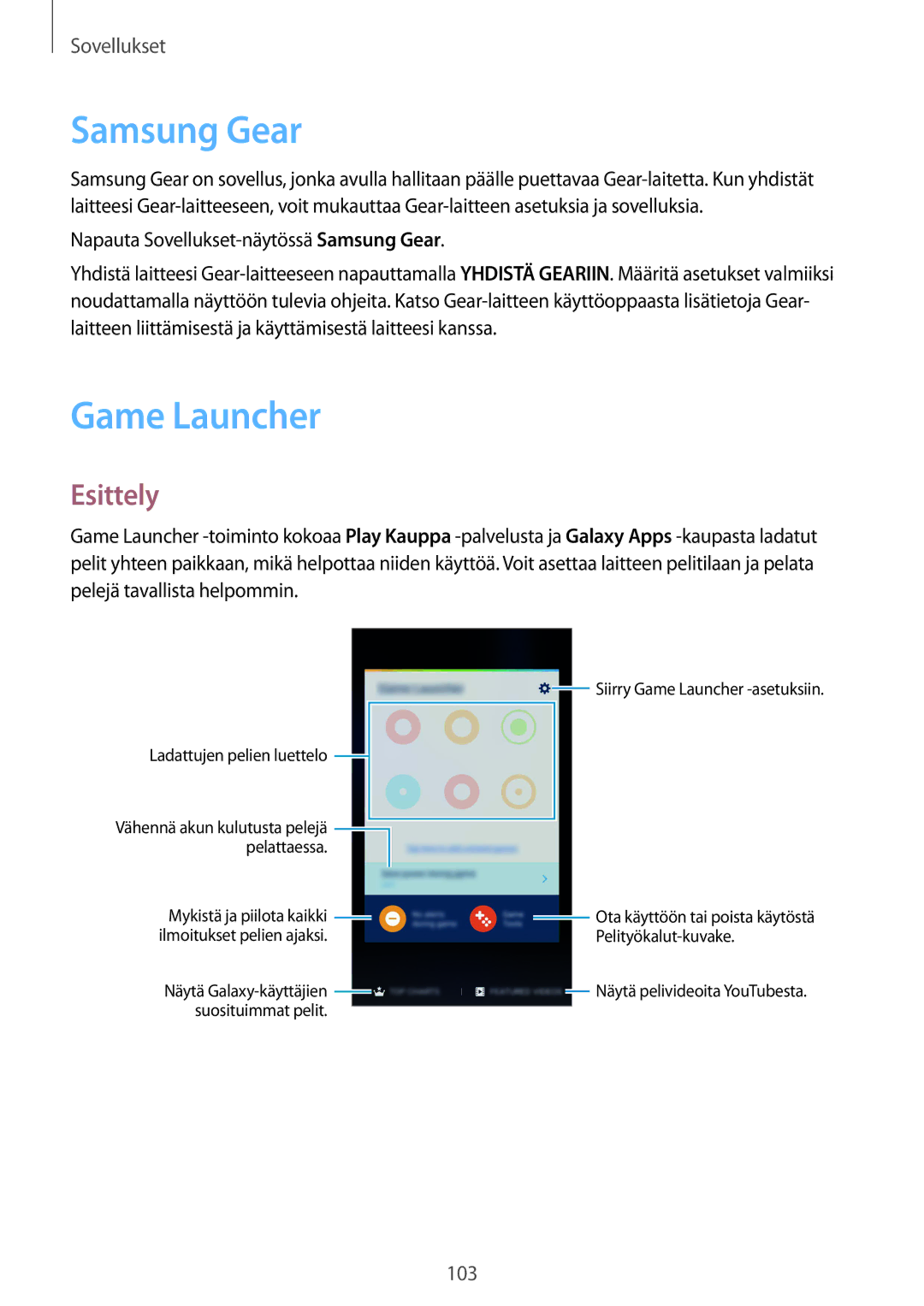 Samsung SM-G935FZBANEE, SM-G935FZWANEE, SM-G935FZDANEE, SM-G935FEDANEE, SM-G935FZKANEE manual Samsung Gear, Game Launcher 