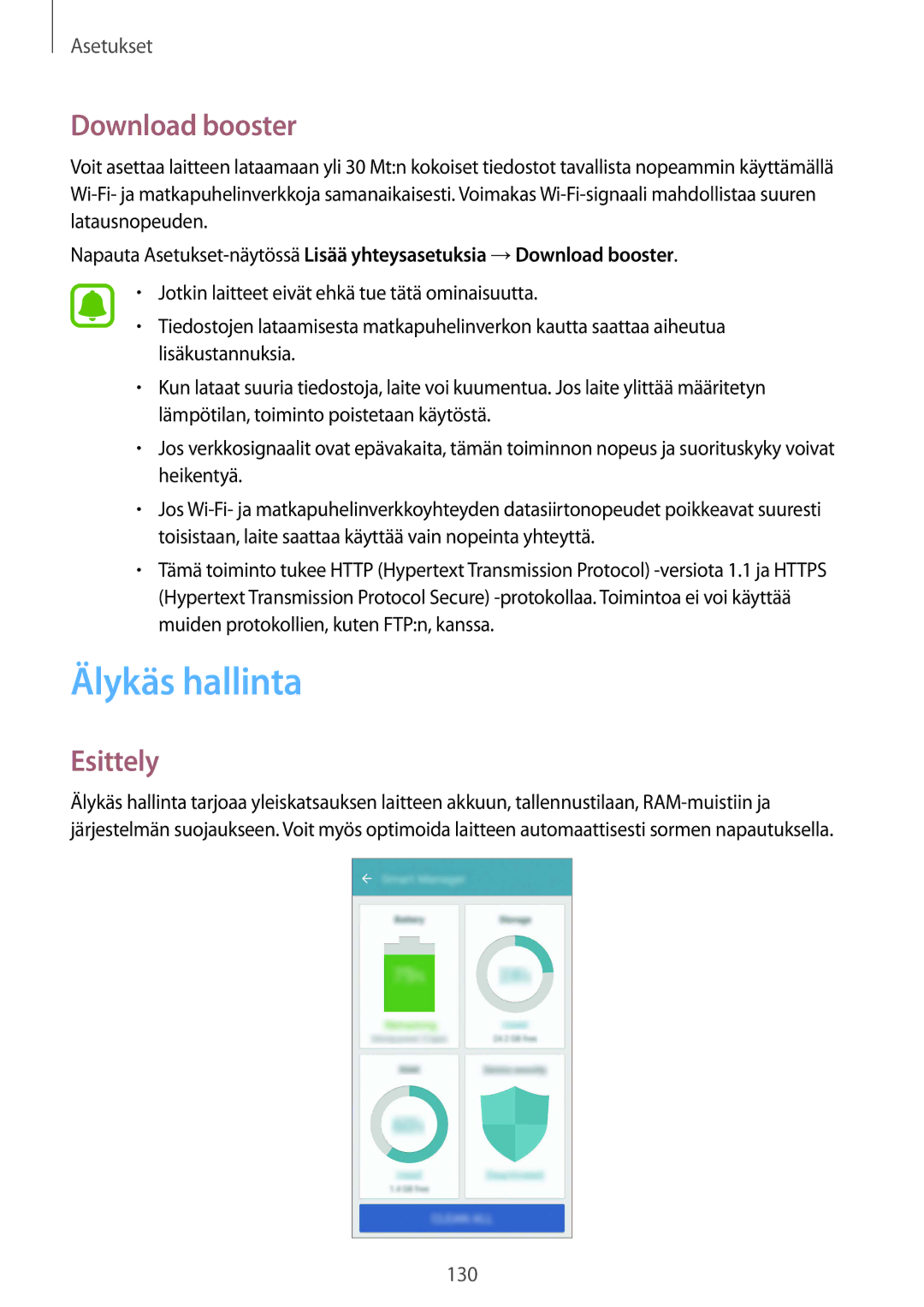 Samsung SM-G935FZKANEE, SM-G935FZWANEE, SM-G935FZBANEE, SM-G935FZDANEE, SM-G935FEDANEE manual Älykäs hallinta, Download booster 