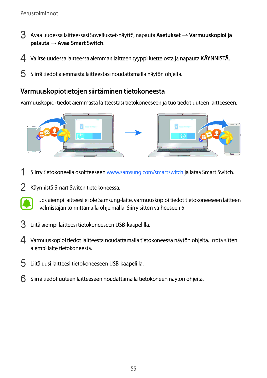 Samsung SM-G935FZBANEE, SM-G935FZWANEE, SM-G935FZDANEE, SM-G935FEDANEE manual Varmuuskopiotietojen siirtäminen tietokoneesta 