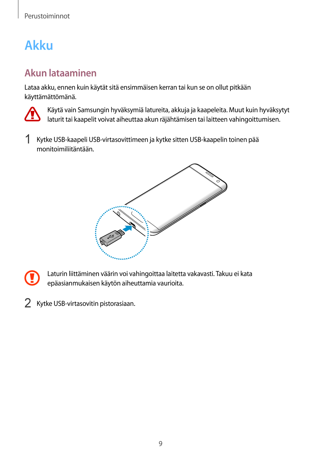 Samsung SM-G935FEDANEE, SM-G935FZWANEE, SM-G935FZBANEE, SM-G935FZDANEE, SM-G935FZKANEE, SM-G935FZSANEE Akku, Akun lataaminen 